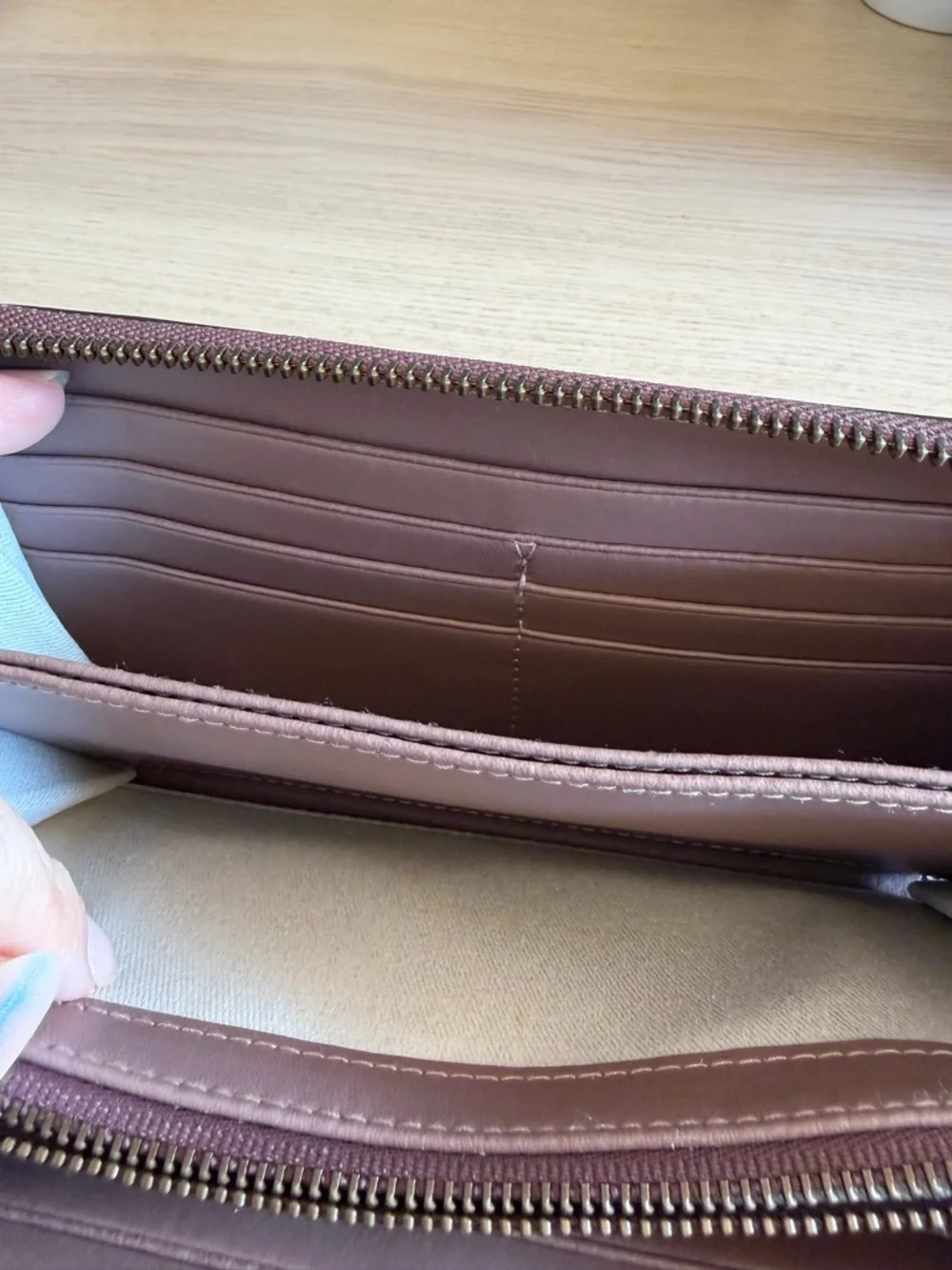 Polo Ralph Lauren Mauve Zip Around Continental Leather Wallet - Picture 10 of 13